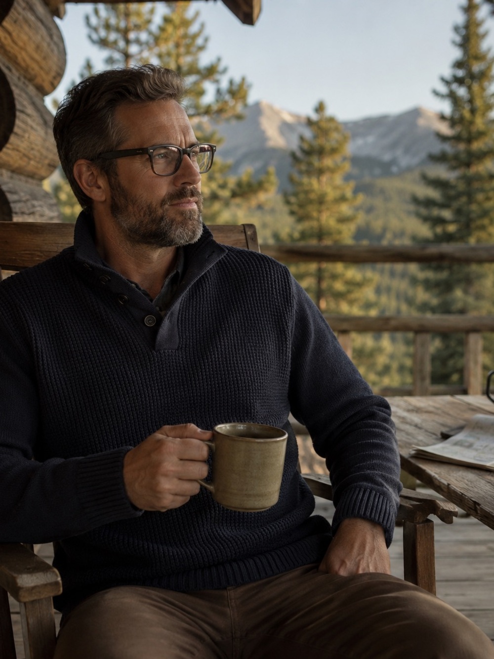 Weatherproof Men's Navy Waffle-Knit Shawl Zip Sweater